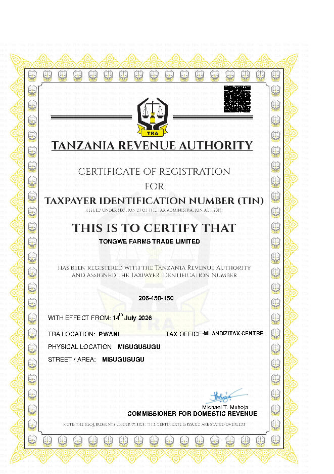 TIN Certificate preview